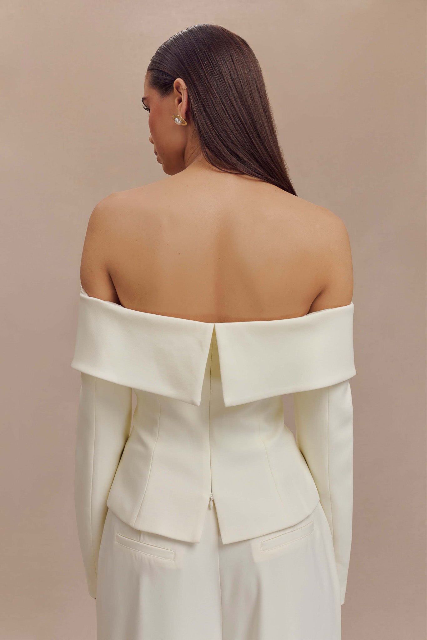 Celene Off Shoulder Jacket - Ivory