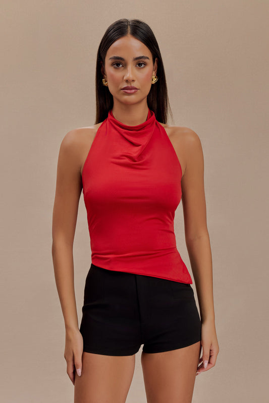 Federica Slinky Halter Neck Top - Red