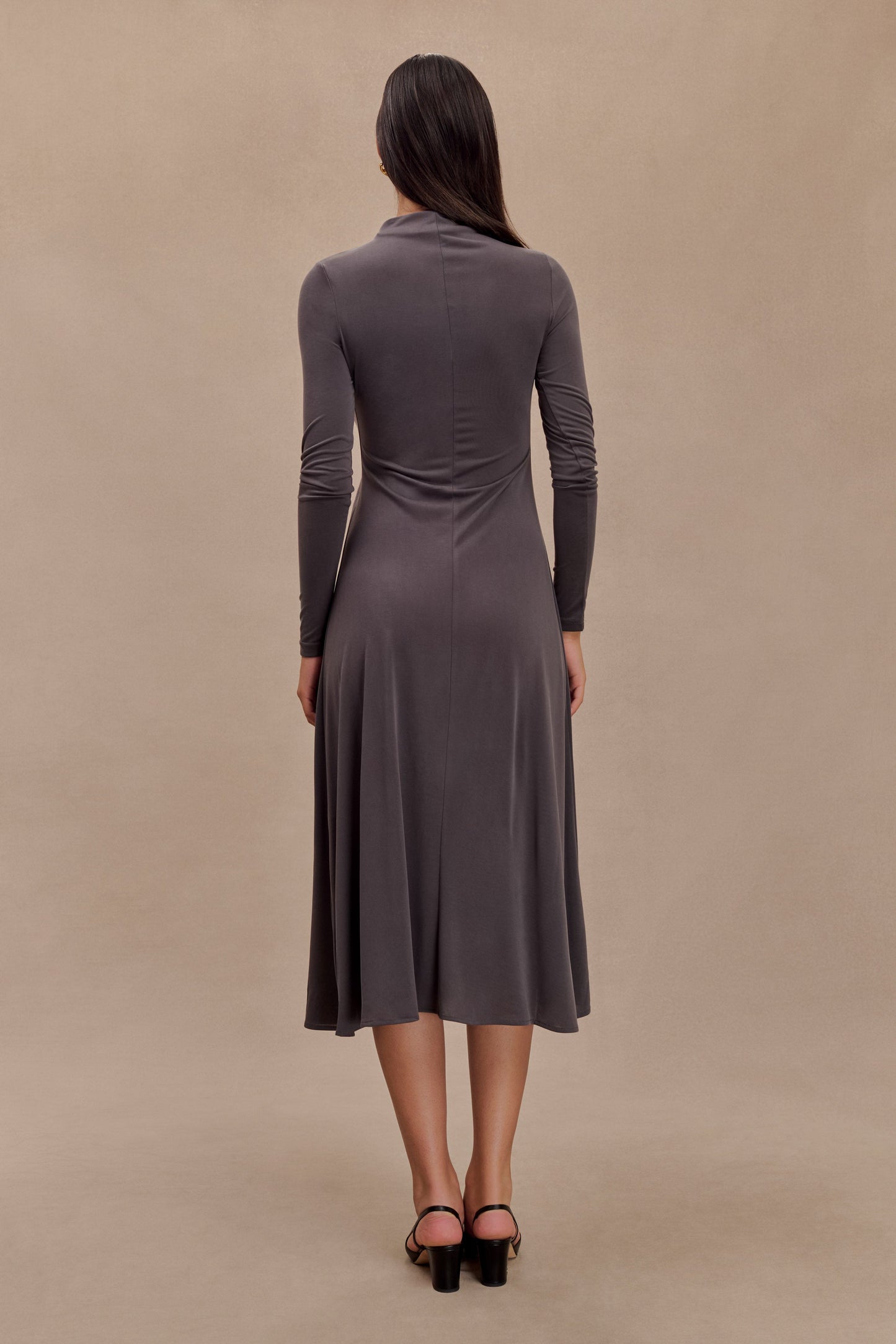 Anders Peached Jersey Midi Dress - Charcoal