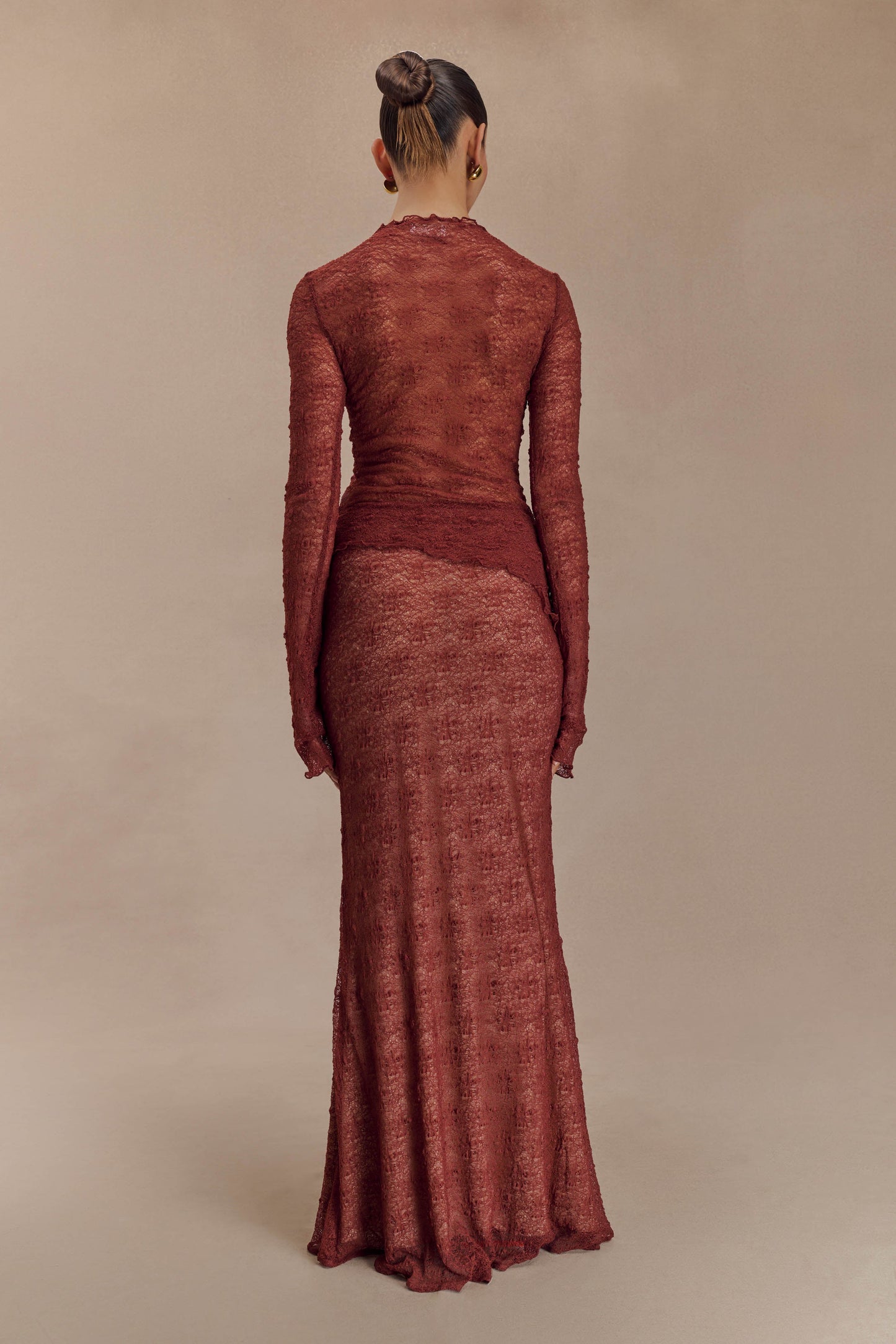 Robyn Sheer Lace Maxi Skirt - Chilli