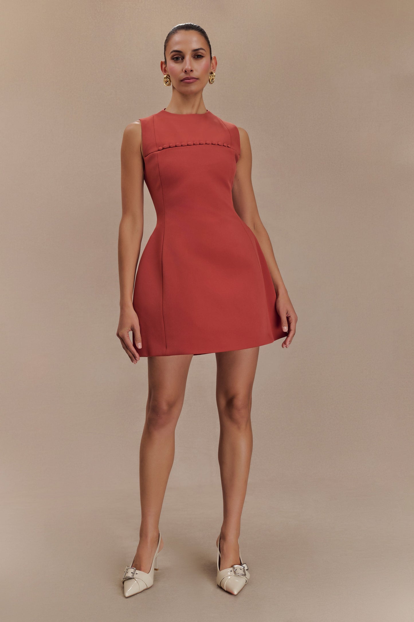 Winona Suiting Mini Dress With Cut Out - Chilli