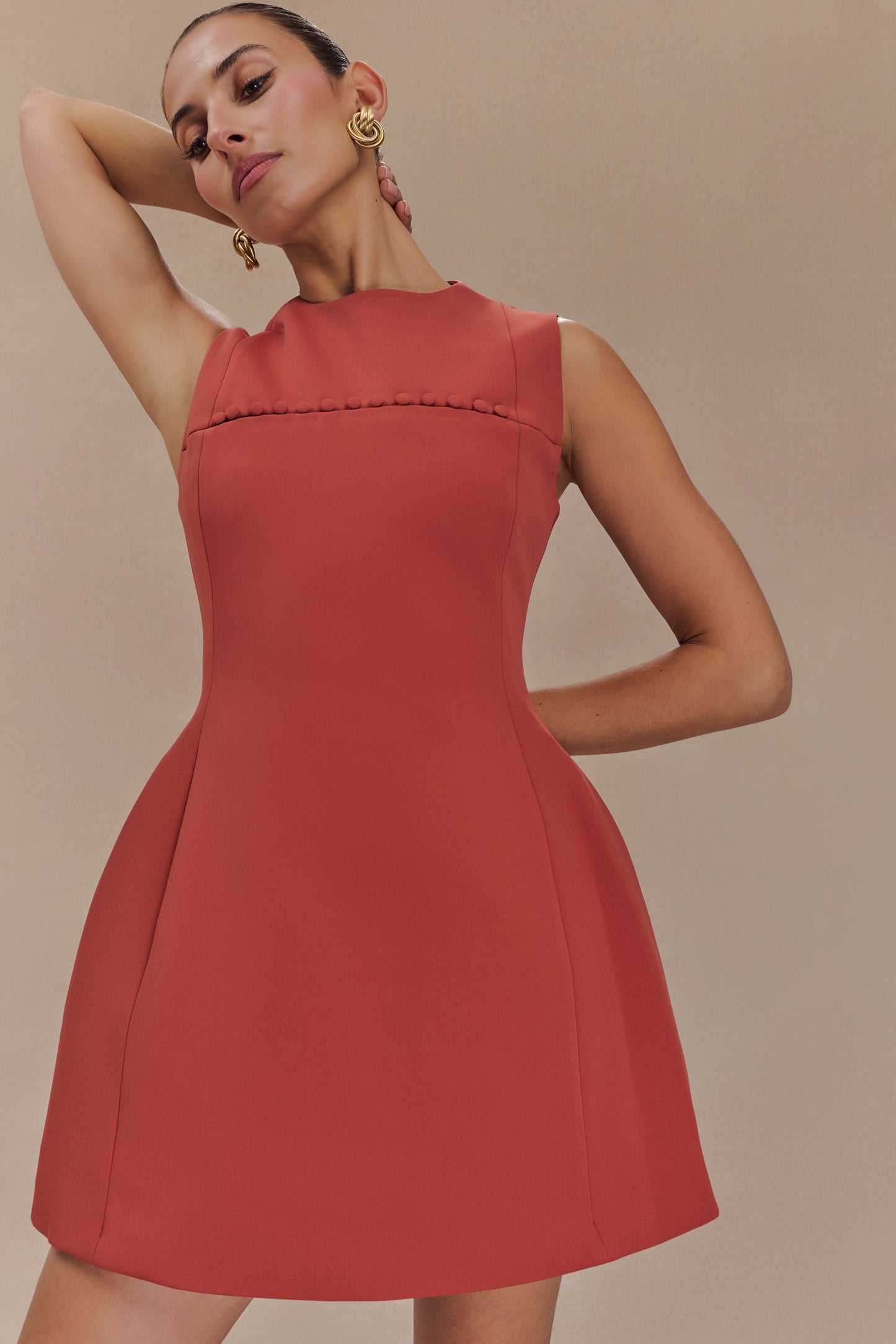 Winona Suiting Mini Dress With Cut Out - Chilli