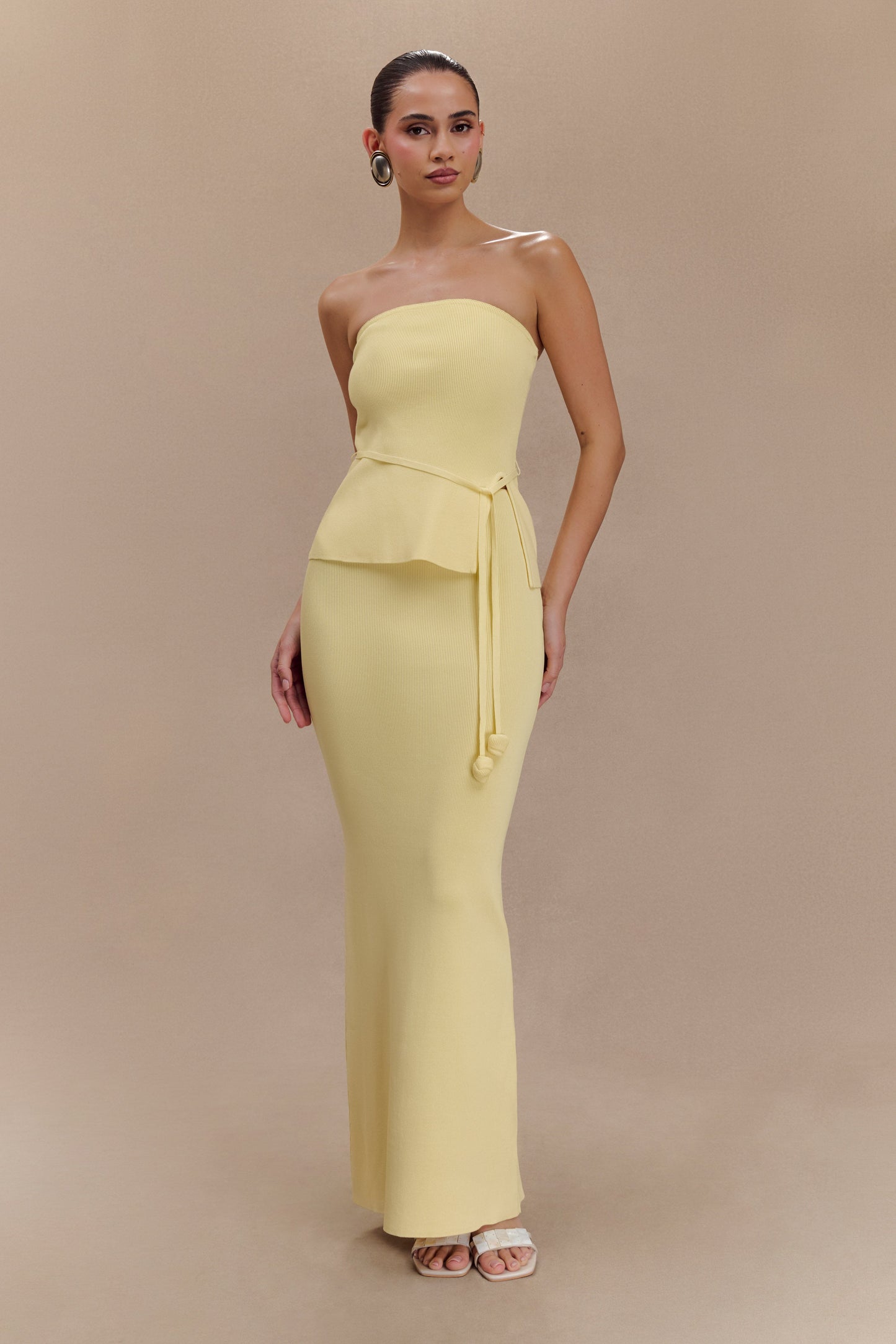 Keaton Fishtail Knit Maxi Skirt - Lemon