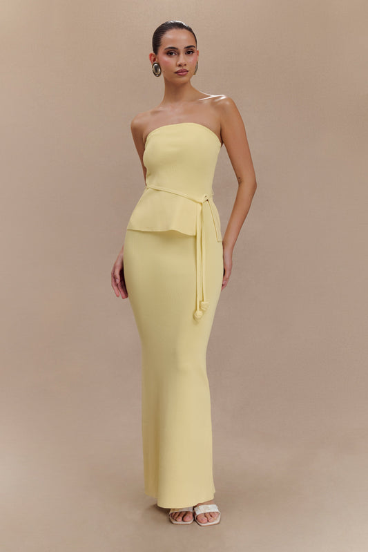 Keaton Fishtail Knit Maxi Skirt - Lemon