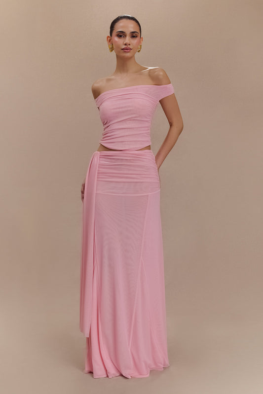 Arna Mesh Maxi Skirt - Candy Pink