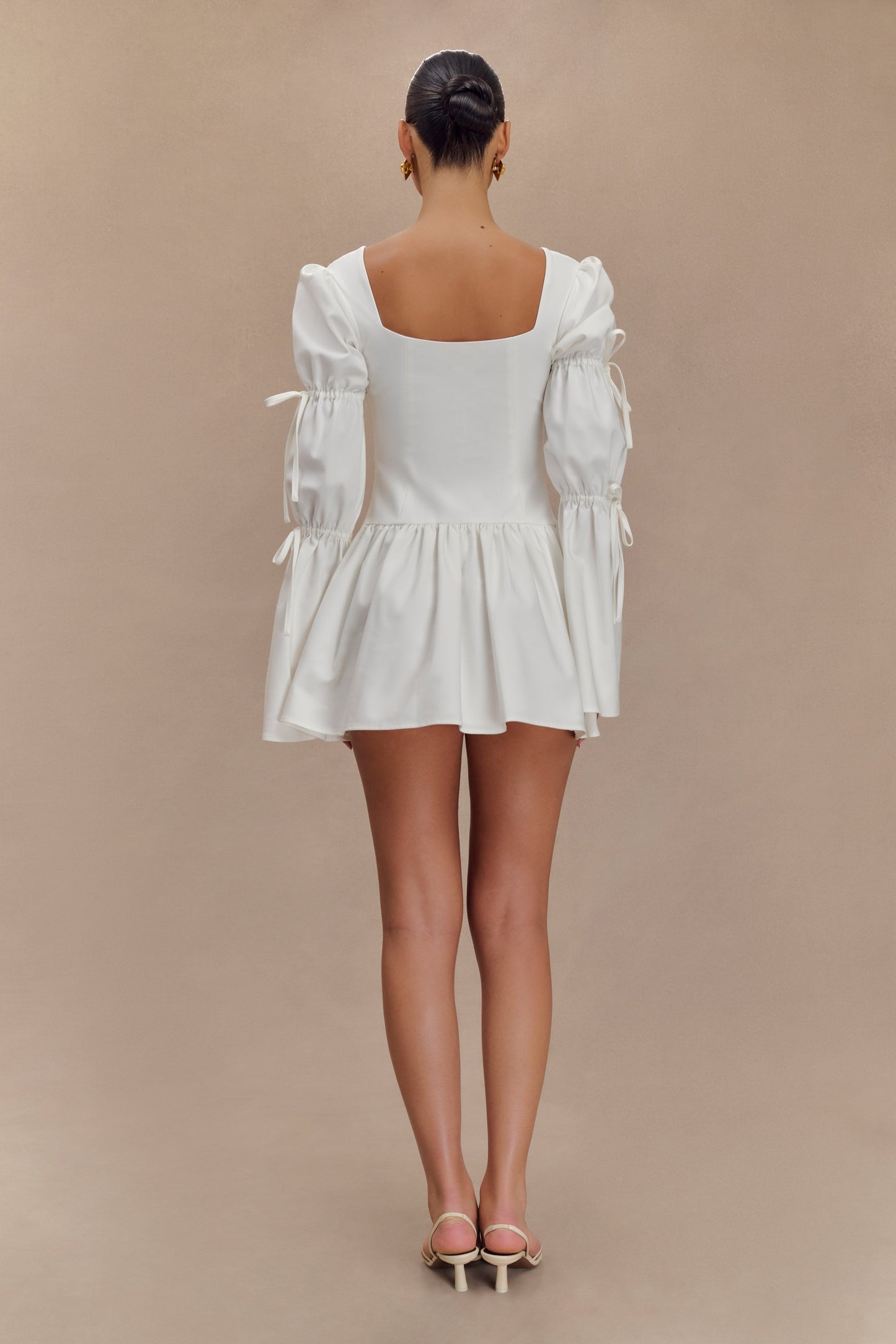 Raine Long Sleeve Cotton Mini Dress - White