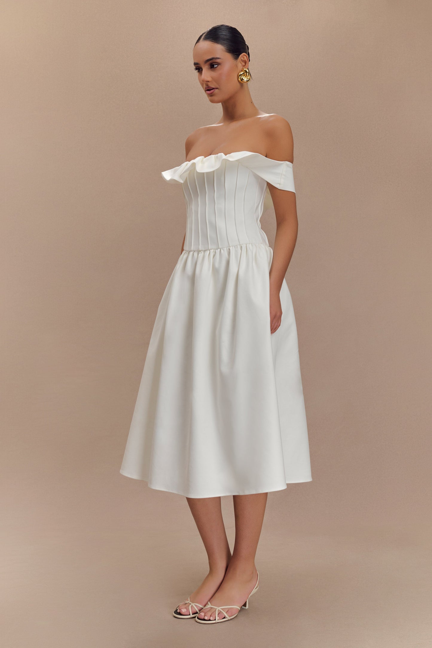 Orla Strapless Cotton Midi Dress - White