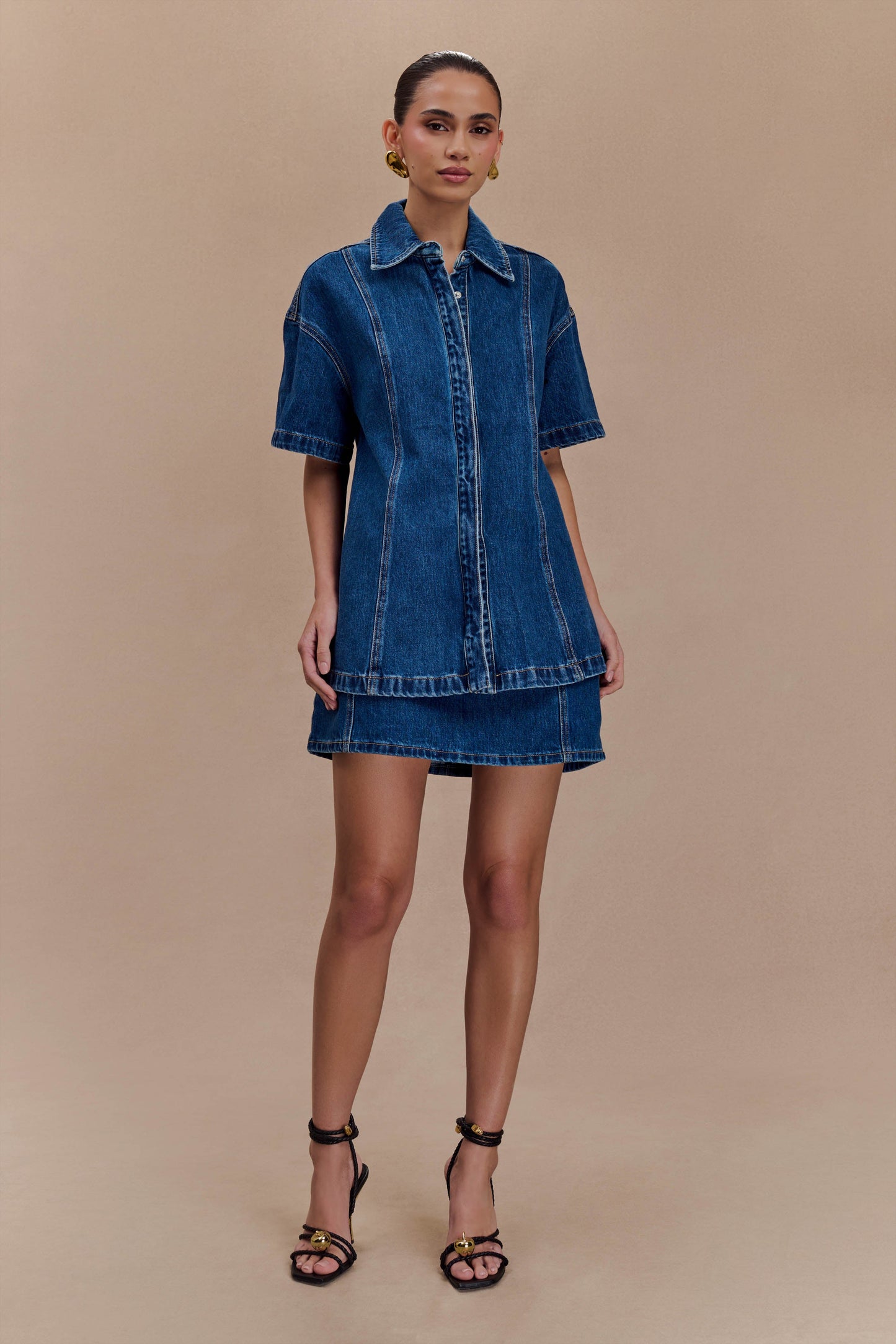 Maya Oversized Denim Shirt - Dark Blue