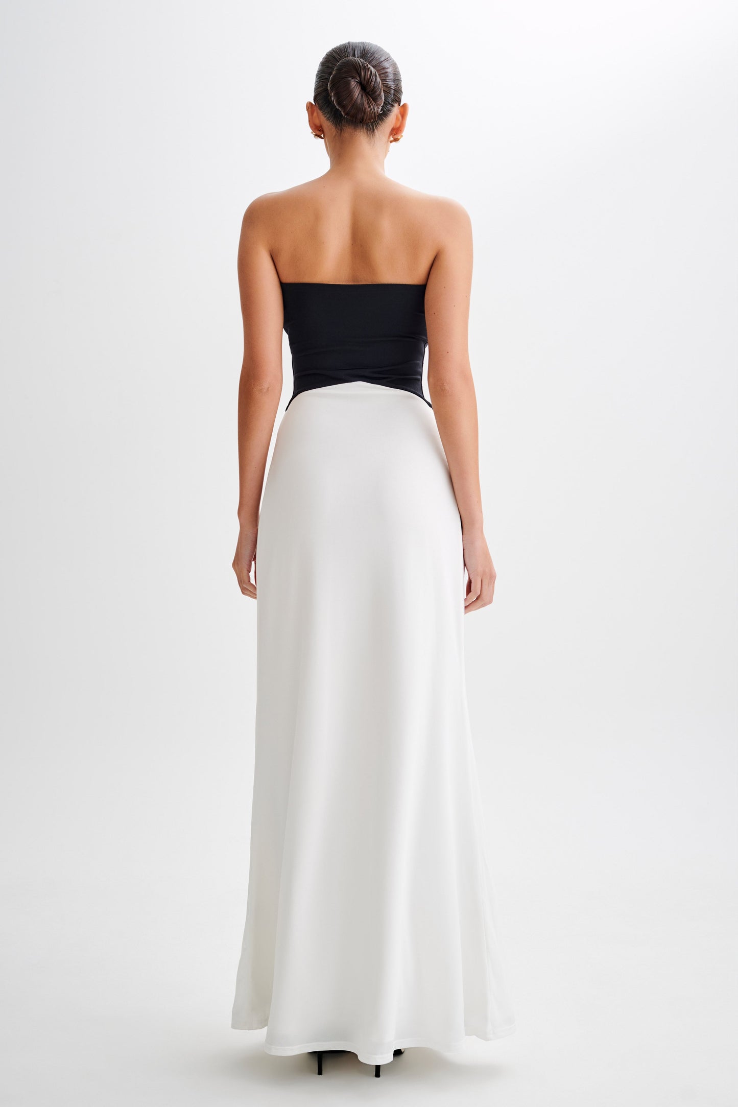 Ruby Strapless Slinky Maxi Dress - Black/White