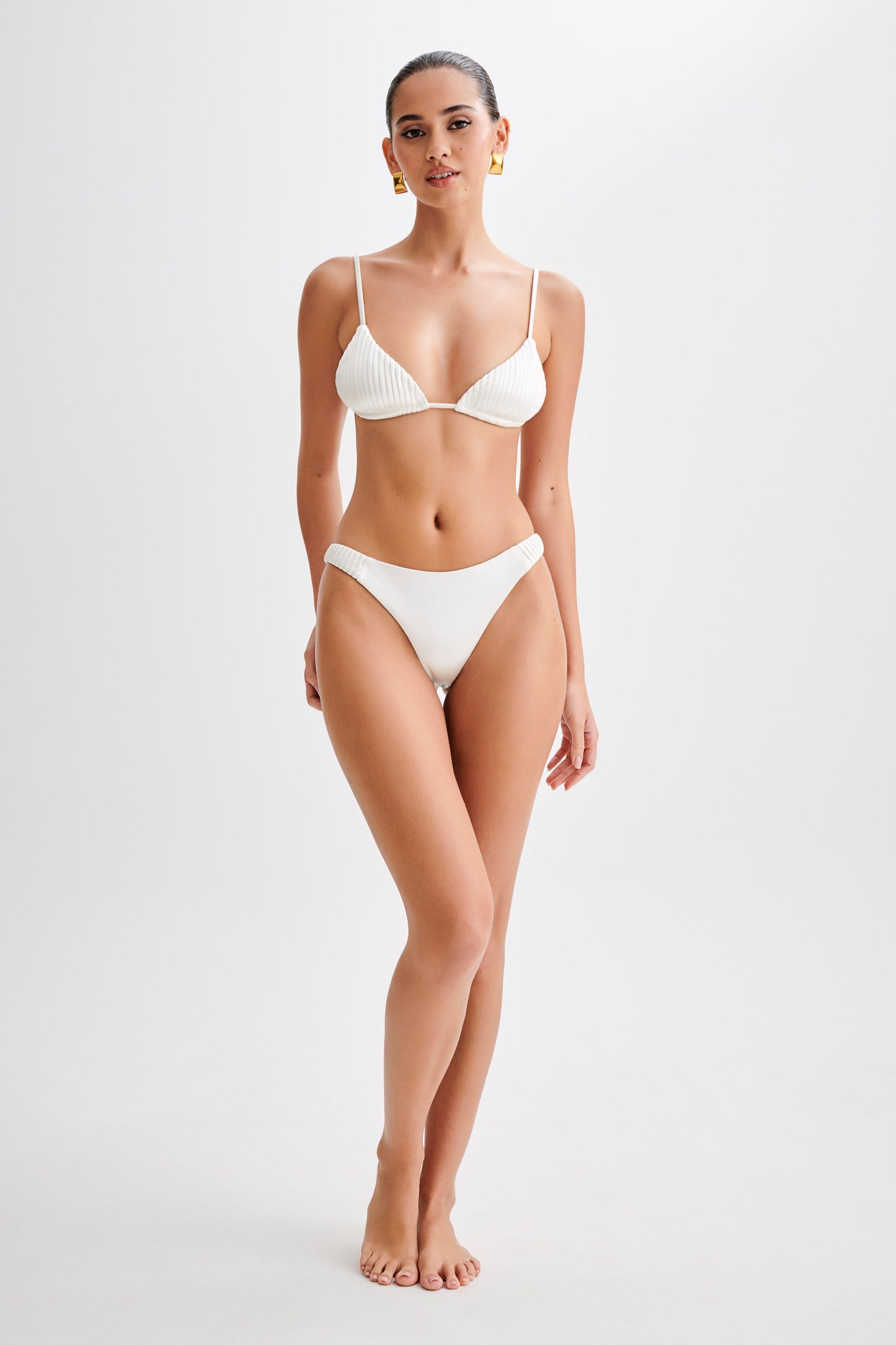 Michelle Pleated Bikini Top - Ivory