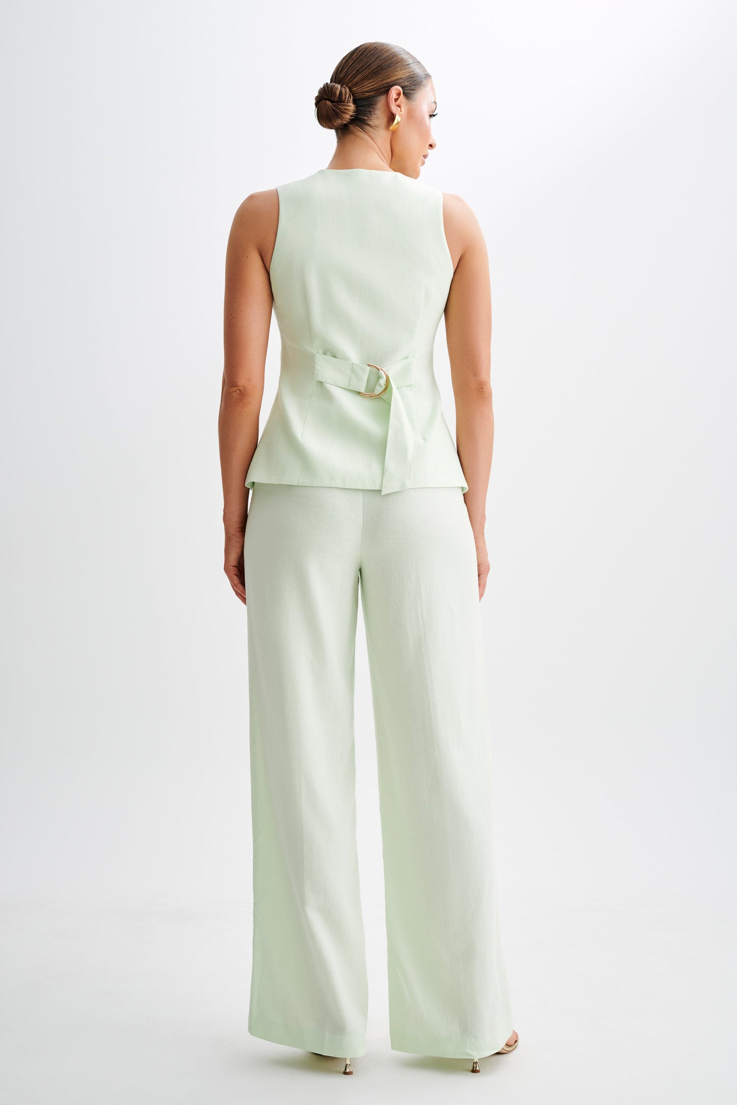 Adrina Straight Leg Linen Pant - Mint