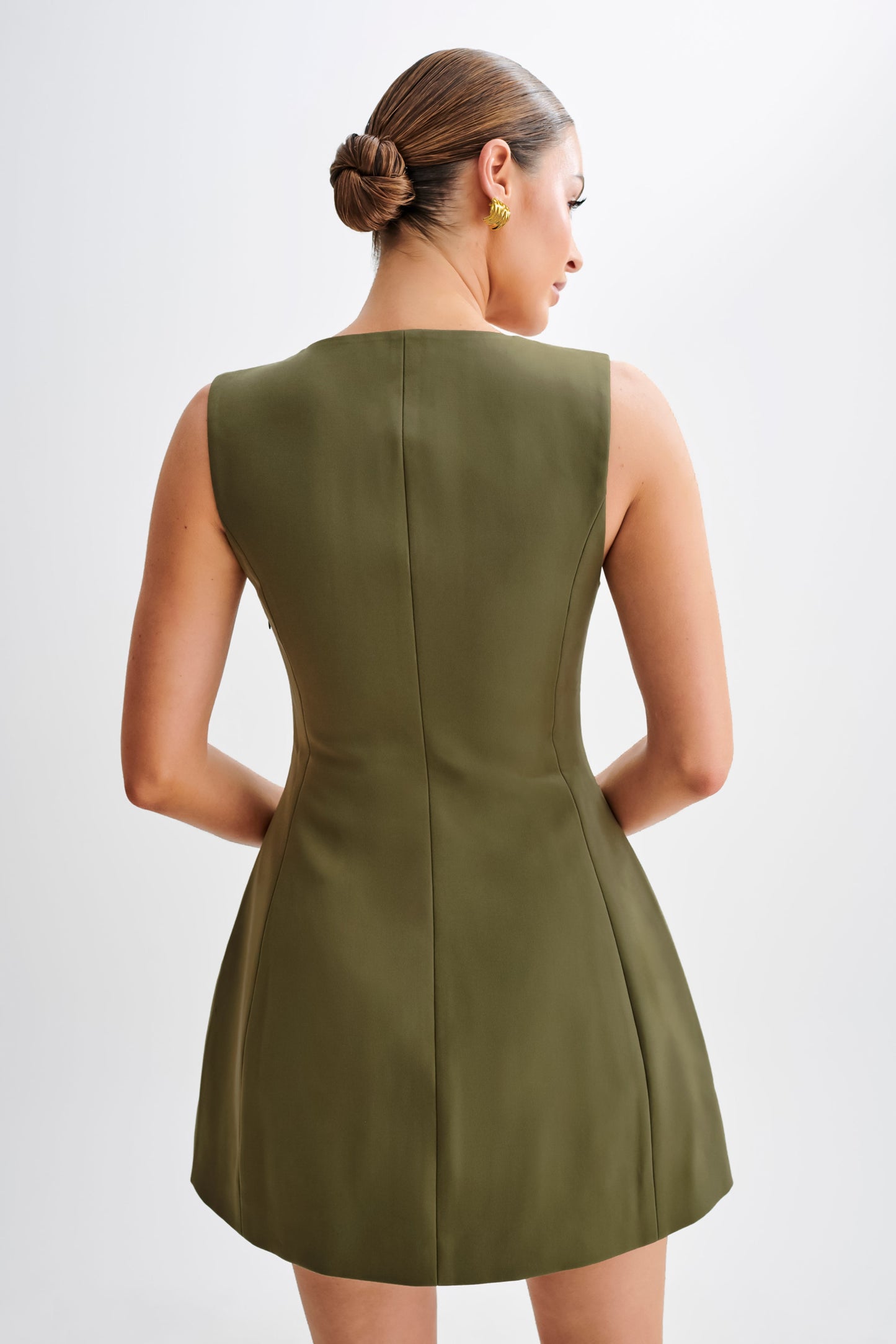 Lysandre Crepe Mini Dress - Military Olive