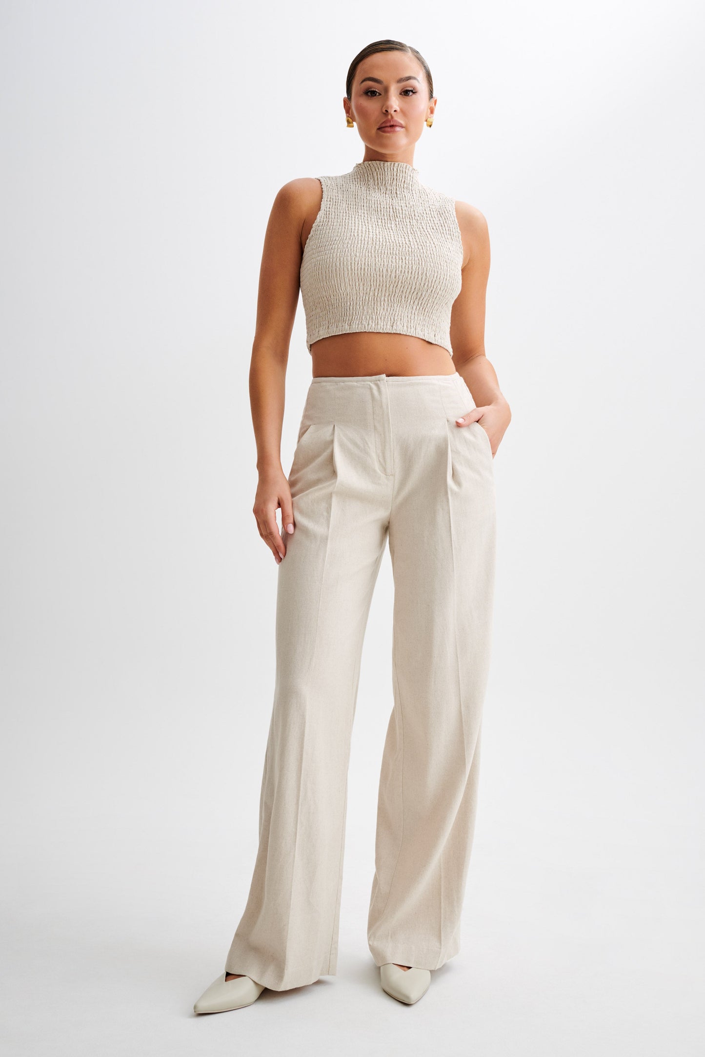 Adrina Straight Leg Linen Pant - Natural