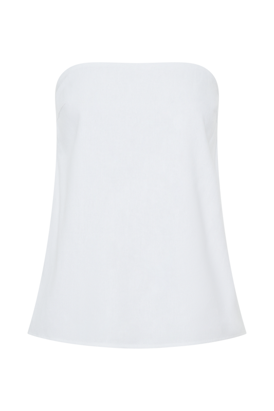 Luisa Strapless Linen Top - White