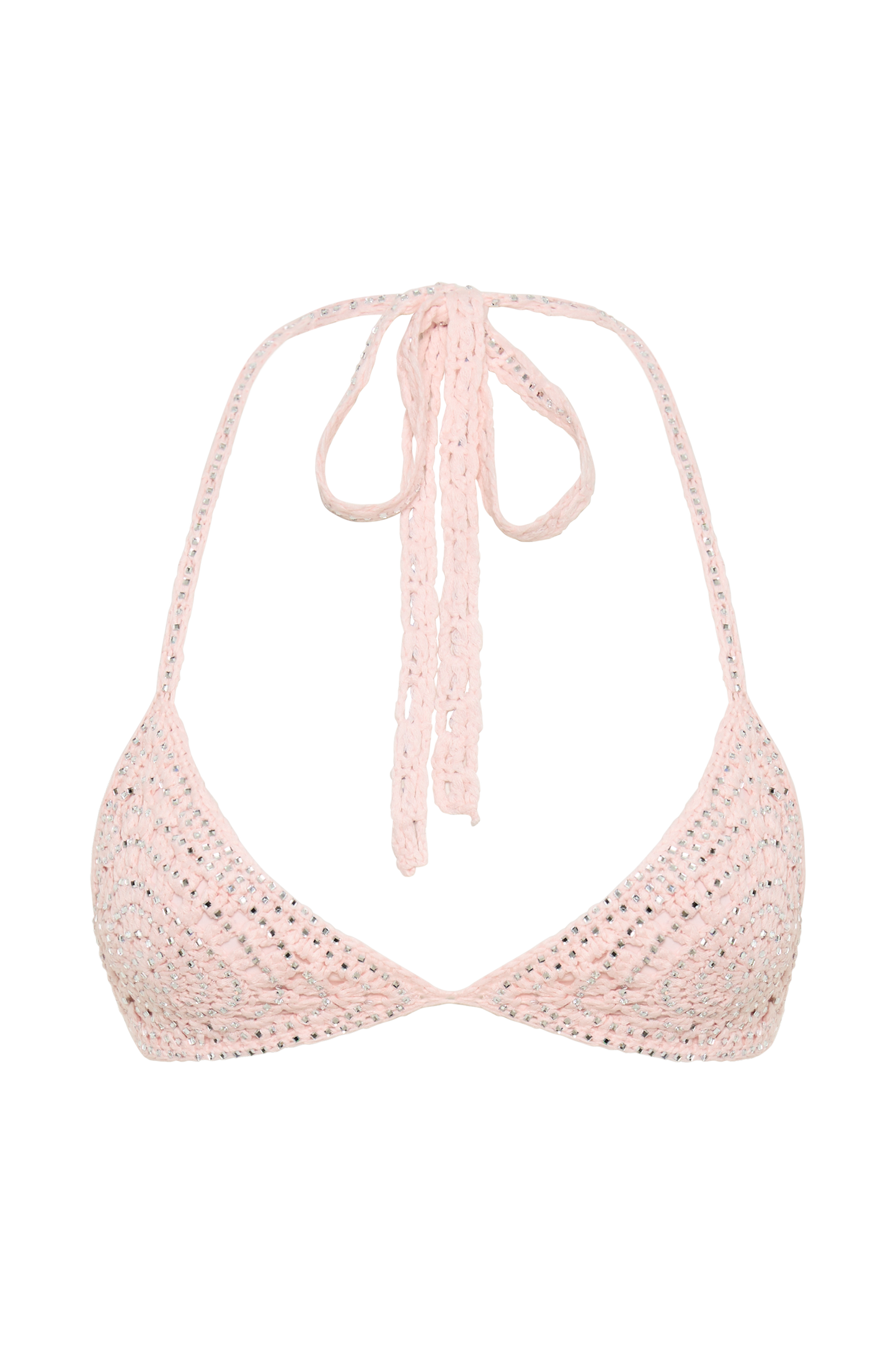 Verity Embellished Knit Bikini Top - Candy Pink