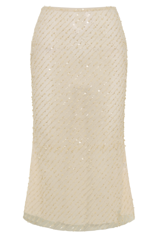 Brynne Sequin Midi Skirt - Buttercream