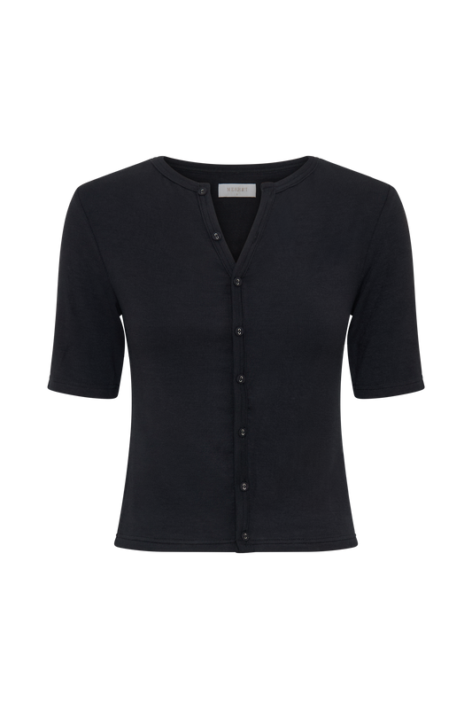 Jonah Button Up Modal Top - Black