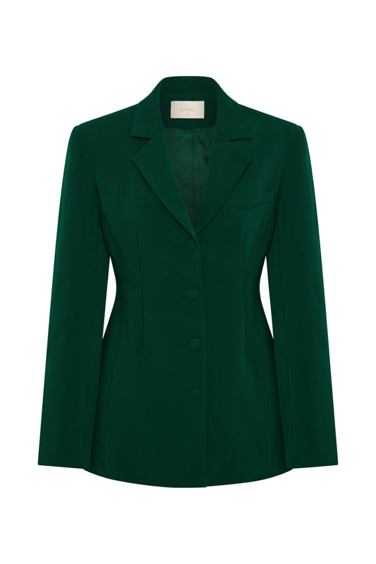 Greer Hourglass Suiting Blazer - Forest Green