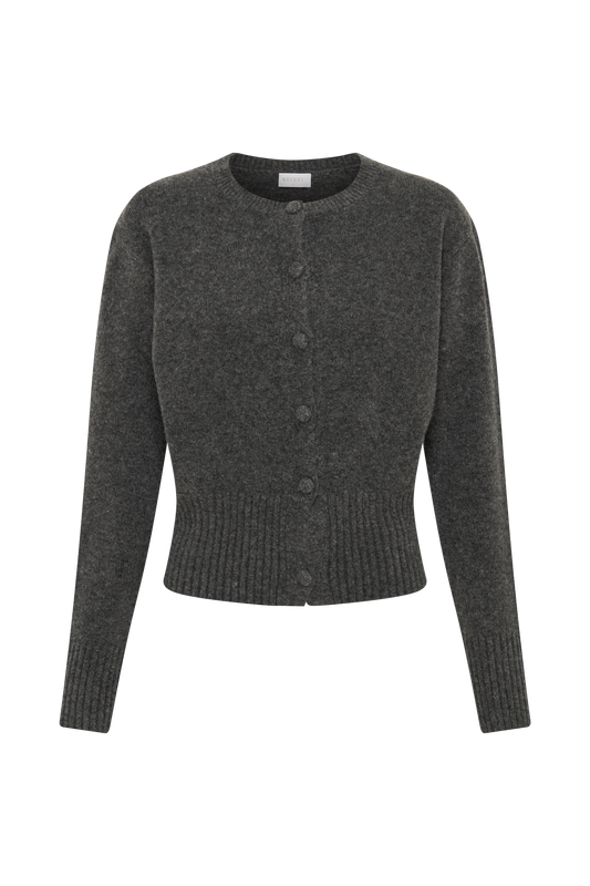 Genevieve Oversized Knit Cardigan - Charcoal Marle