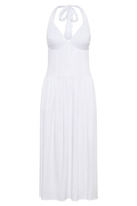 Harriette Halter Midi Dress - White