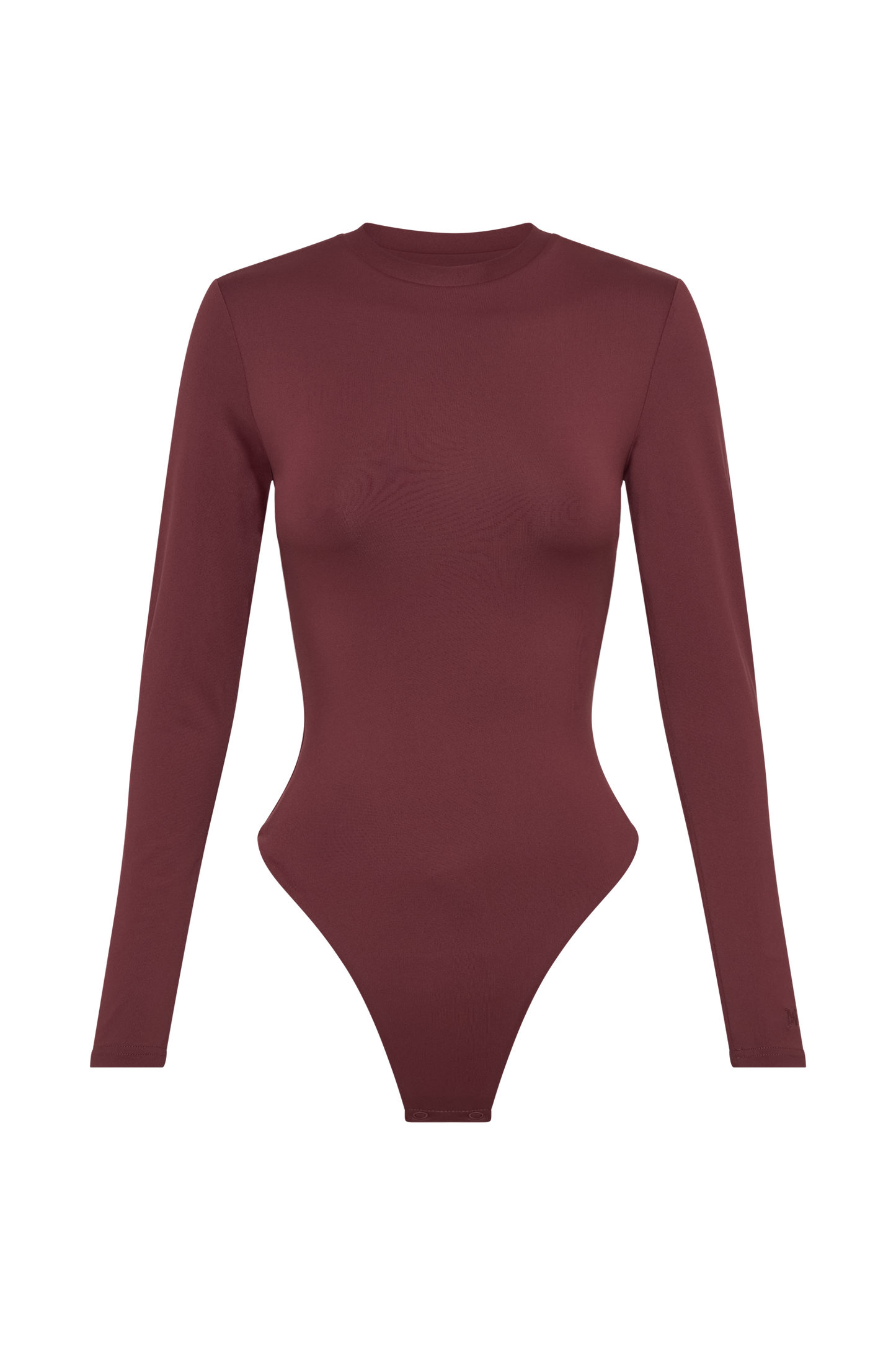 Delilah Recycled Nylon Long Sleeve Crew Neck Bodysuit - Wine