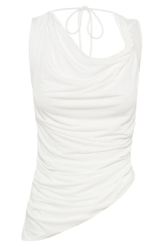 Prianyka Slinky Sleeveless Top - White