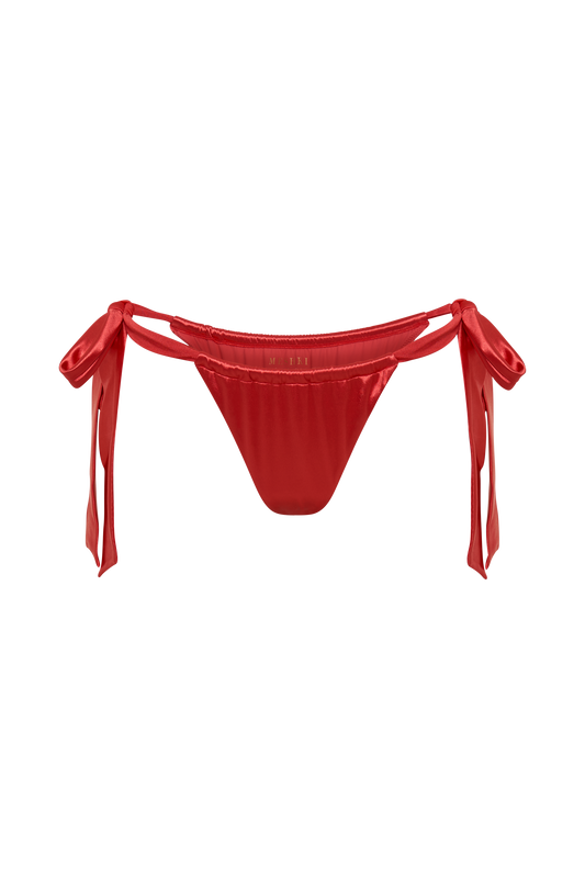 Danika Satin Knot Bikini Bottom - Pomegranate