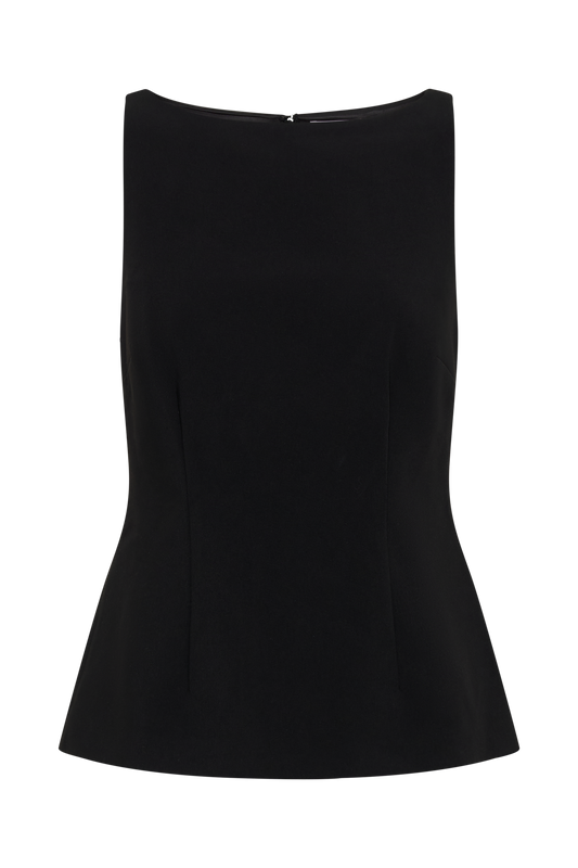 Angela Sleeveless Suiting Top - Black