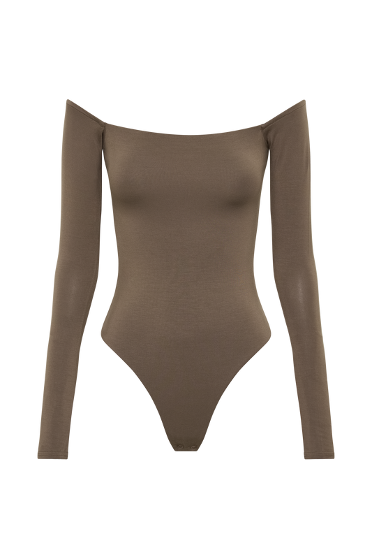 Peta Off Shoulder Modal Long Sleeve Bodysuit - Coco