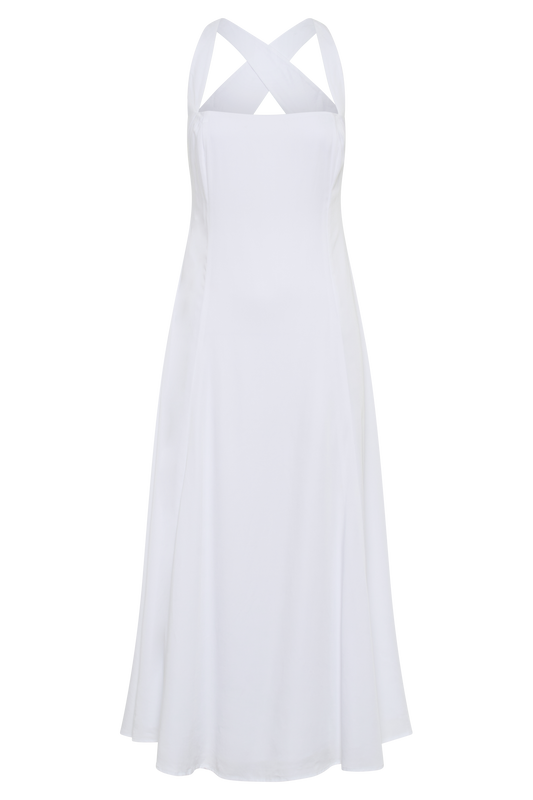 Carabella Cross Back Midi Dress - White