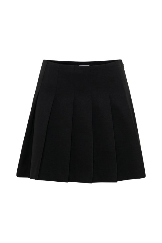 Julianna Cotton Pleated Mini Skirt - Black