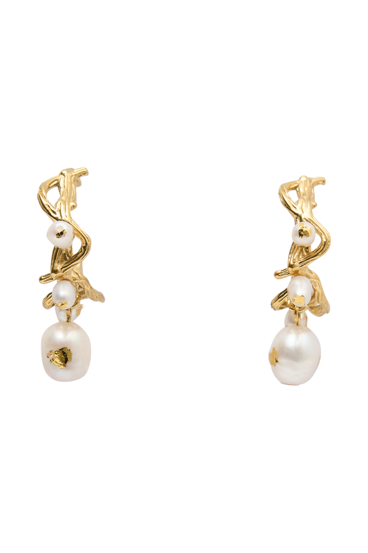 Nixie Pearl C Hoop Earrings - Pearl