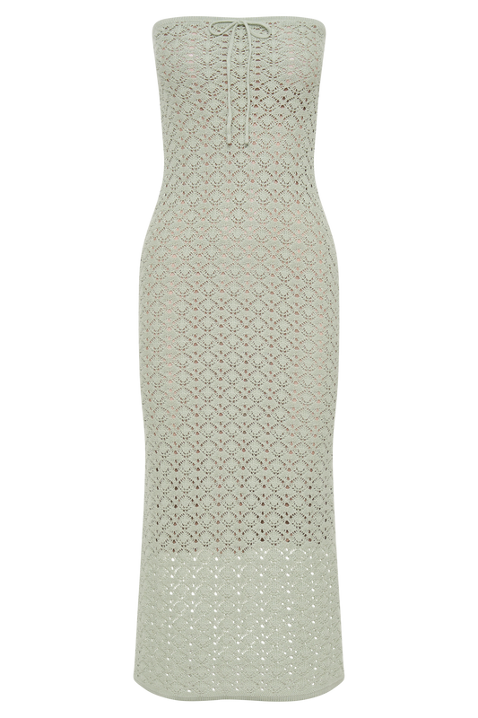 Delia Strapless Knit Midi Dress - Pastel Green