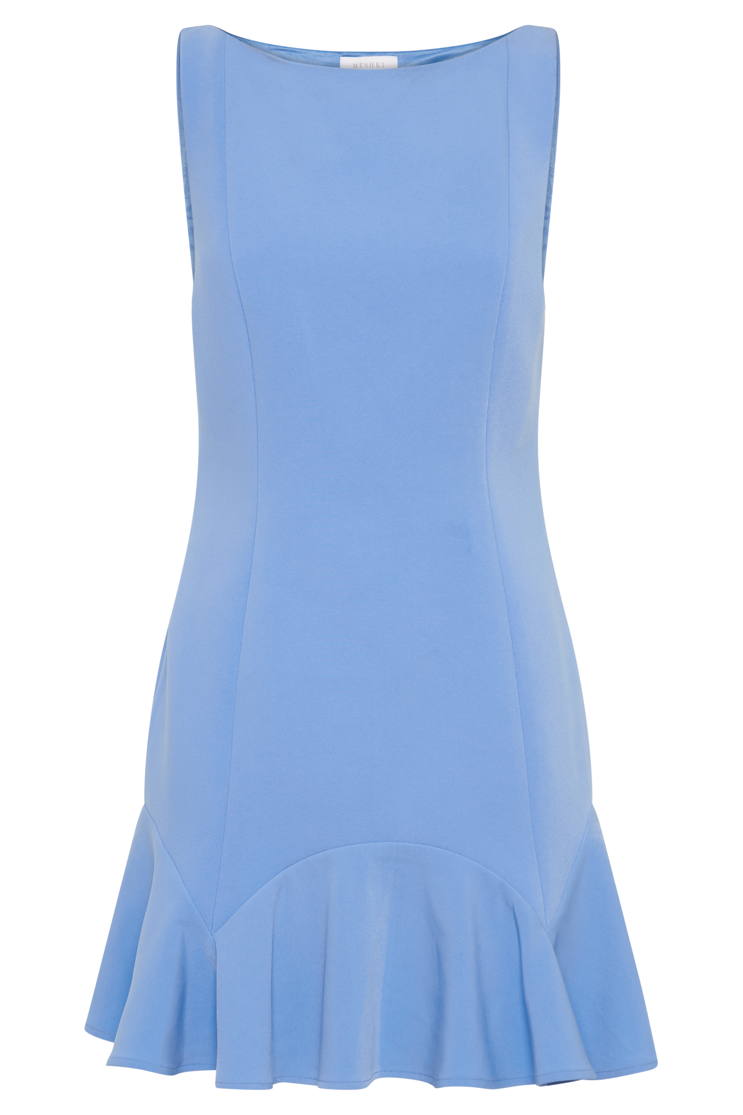 Leonora Sleeveless Suiting Mini Dress With Ruffle - Iris Blue