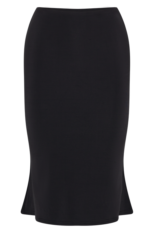 Mara Slinky Knee Length Skirt - Black