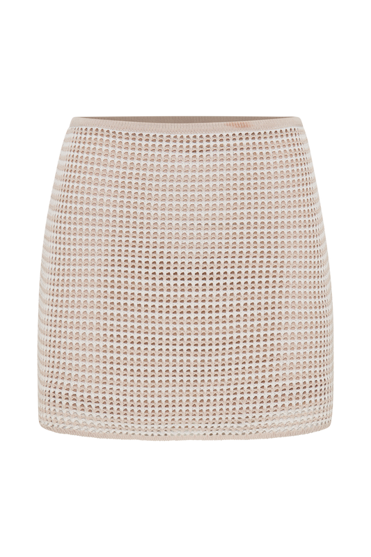 Omarosa Stripe Knit Mini Skirt - Tan/White