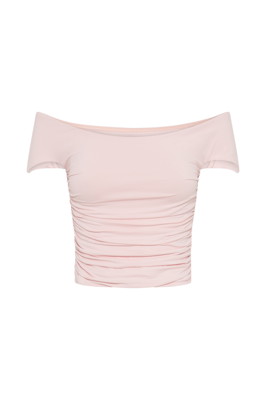 Piper Ruched Off Shoulder Top - Pale Pink