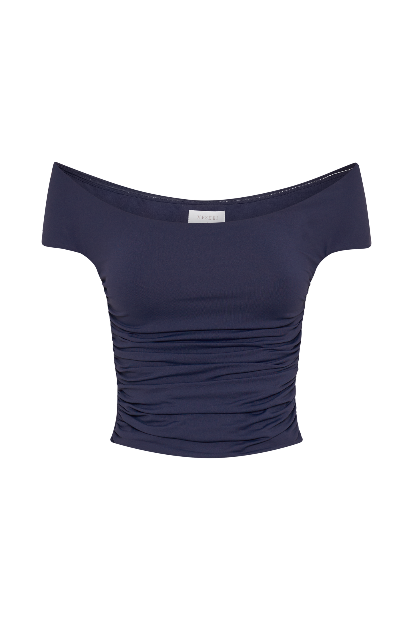 Piper Ruched Off Shoulder Top - Navy