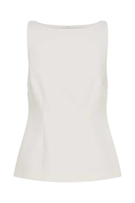 Angela Sleeveless Suiting Top - Ivory