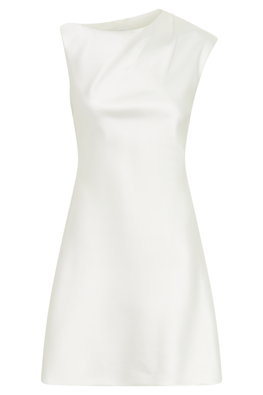 Granger Satin Structured Mini Dress - White