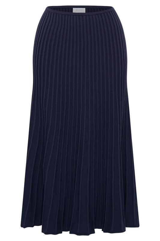 Jolene Rib Knit Midi Skirt - Navy