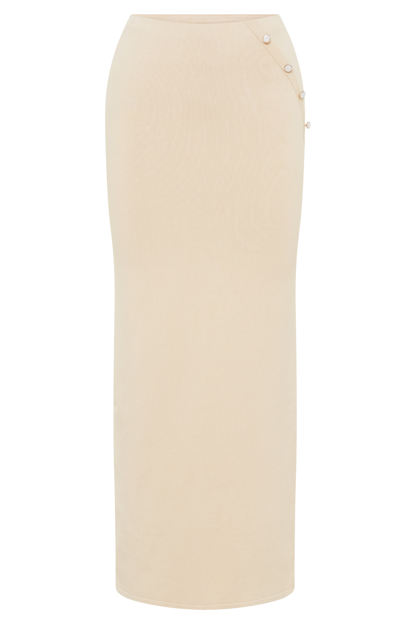 Maisie Buttoned Knit Maxi Skirt - Cream