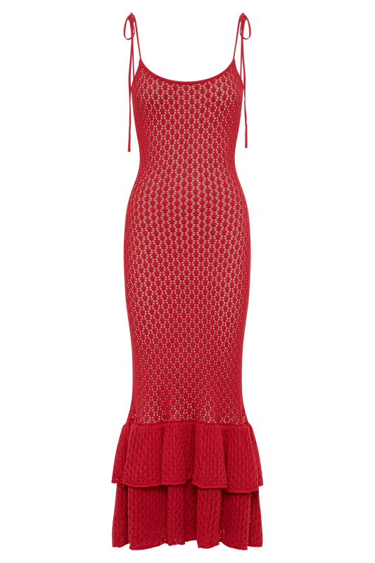 Bianca Knit Midi Dress - Pomegranate