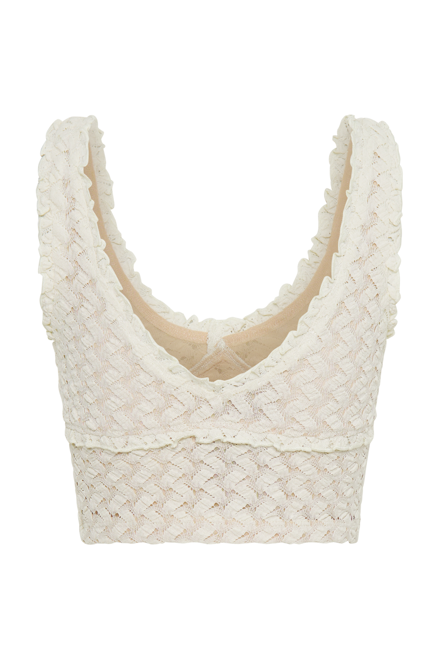 Morgan Mesh And Lace Sleeveless Top - Ivory