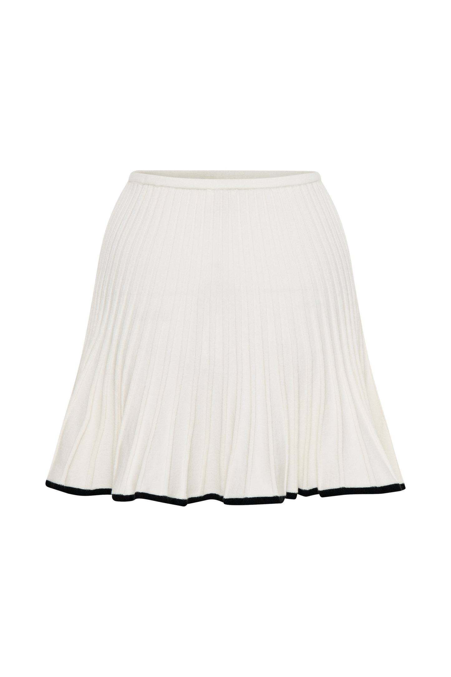 Jolene Contrast Pleated Knit Mini Skirt - White