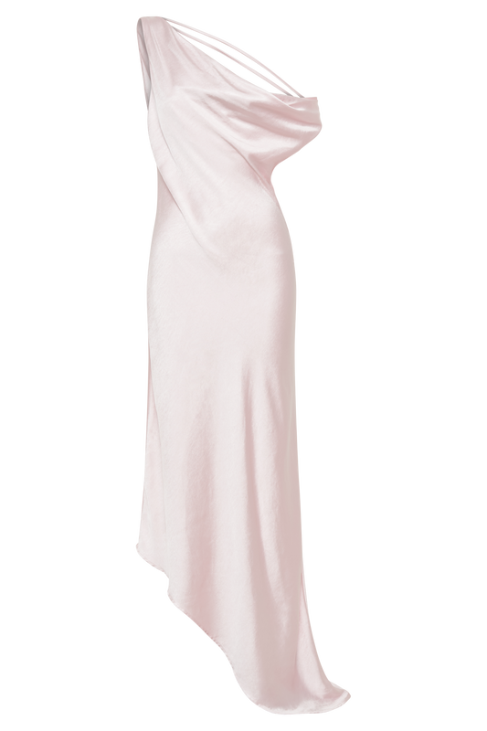 Yvette Slip Maxi Dress With Asymmetrical Hem - Pale Pink