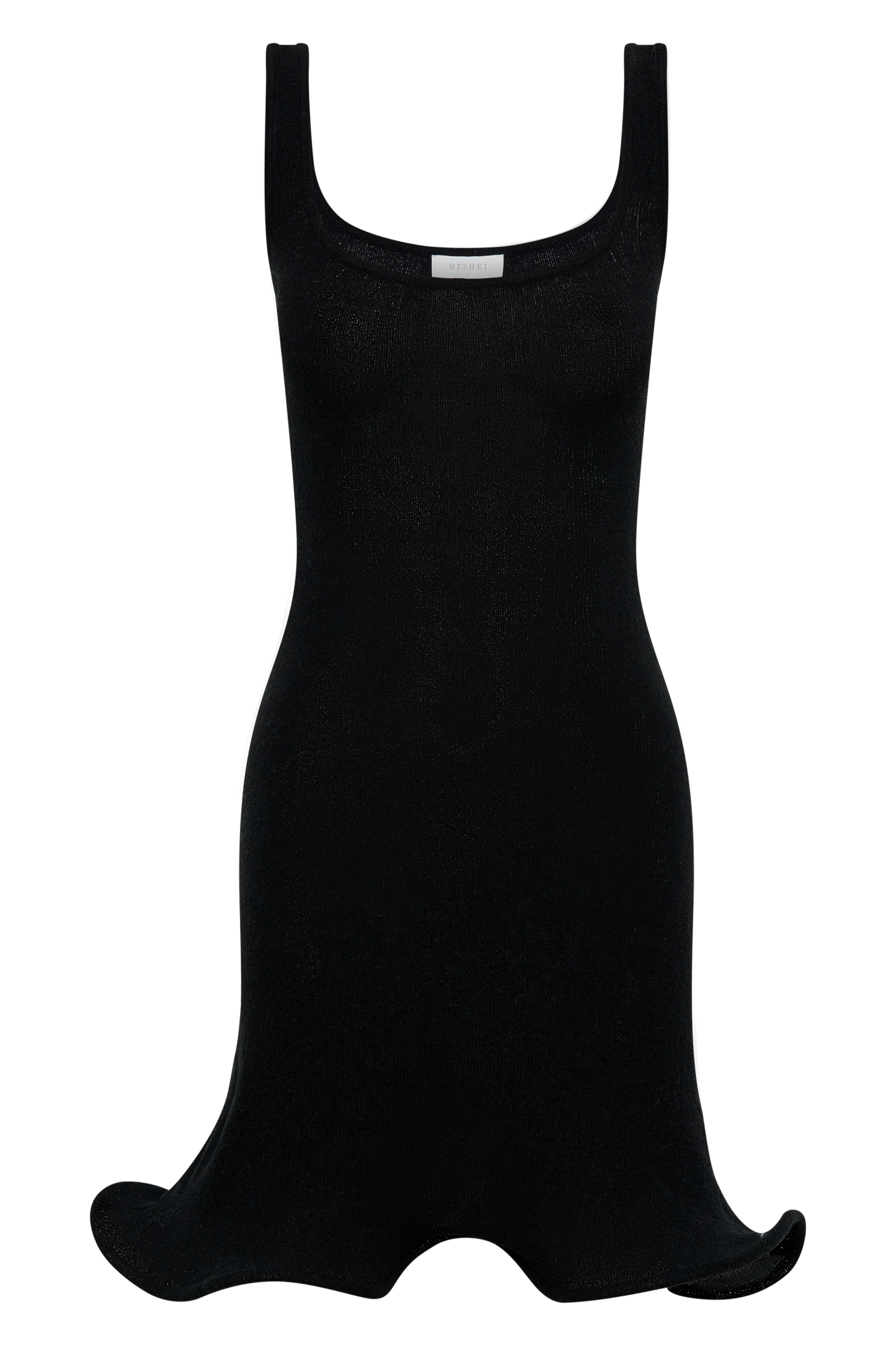 Sandra Square Neck Knit Mini Dress - Black