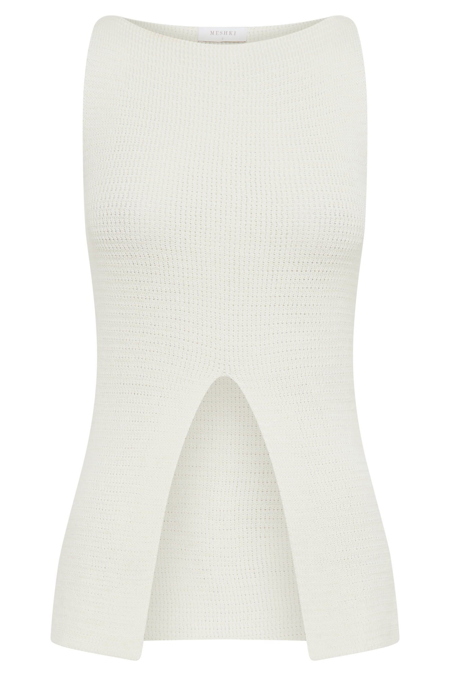 Ridley Knit Tank Top With Split - Ivory