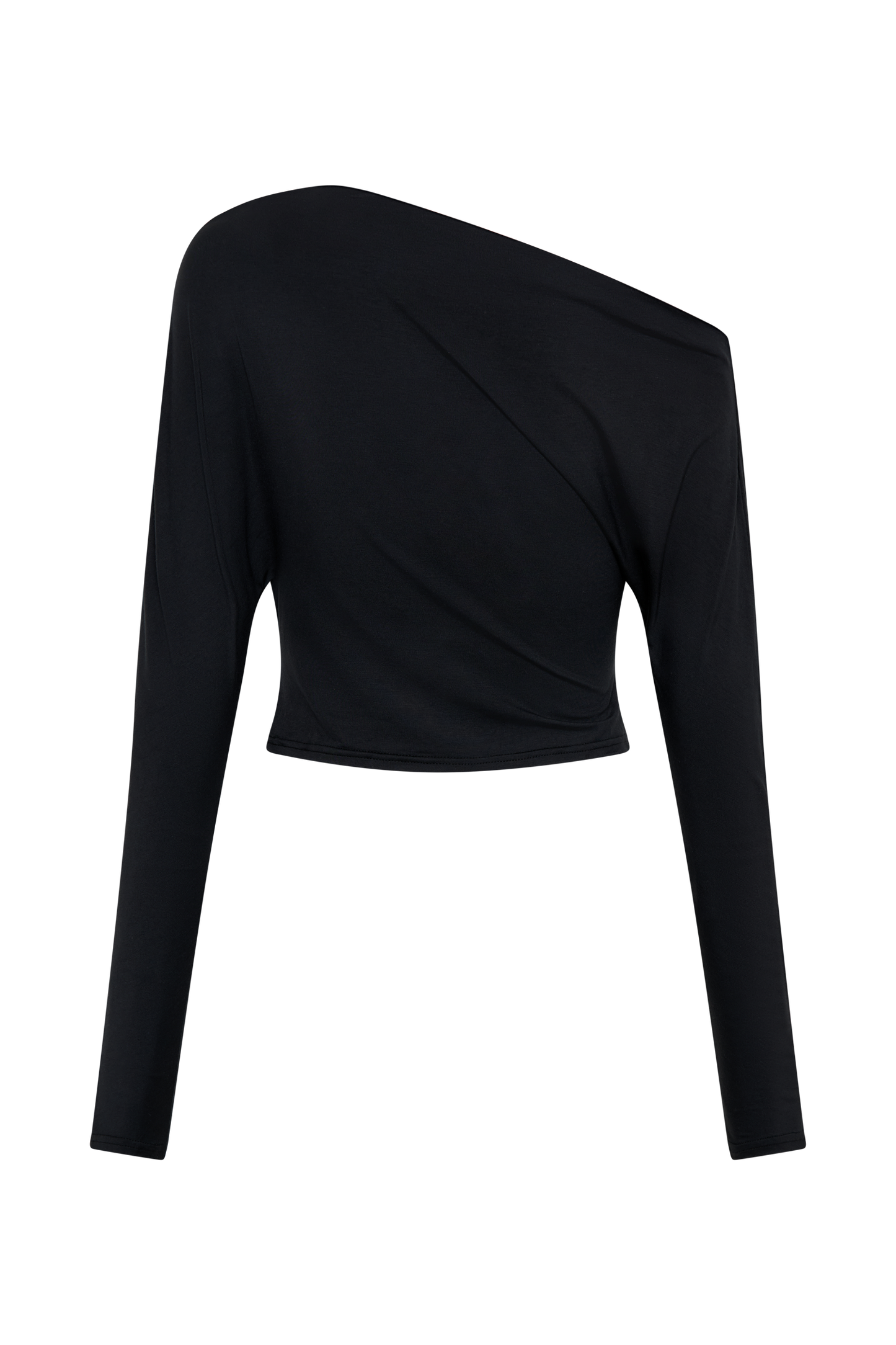 Yasmin Asymmetrical Modal Long Sleeve Top - Black