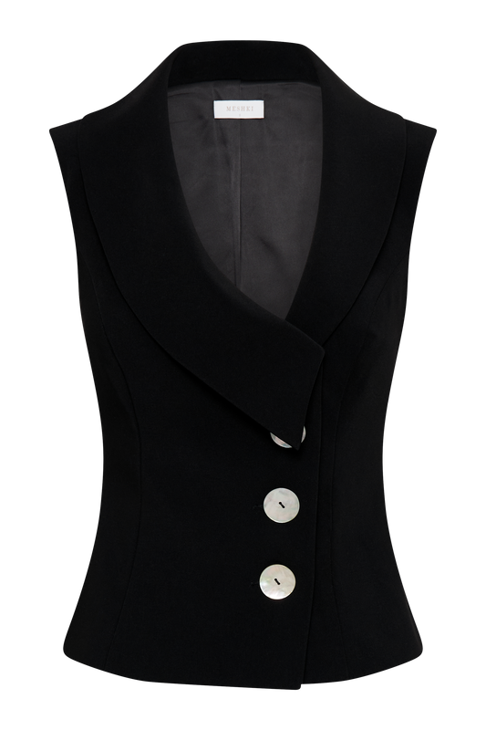 Berkley Suiting Waistcoat With Cowl - Black